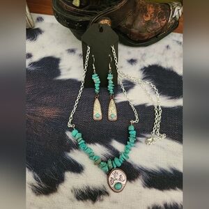 Western Turquoise Cactus Jewelry Set